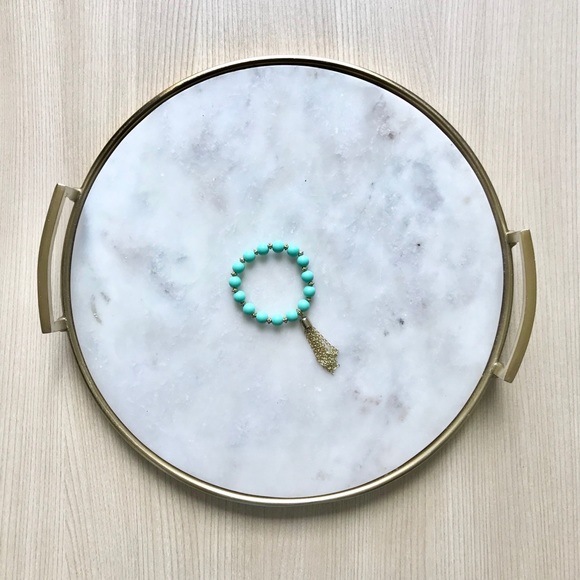Turquoise Beaded Tassel Chain Bracelet - Picture 1 of 4